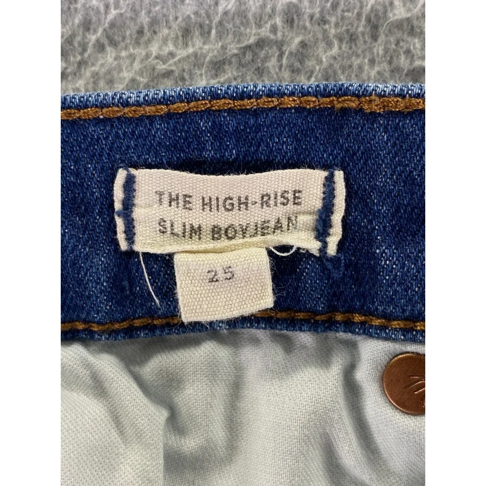 Madewell Slim Boyjean Women's 25‎ Med Blue Stretch Distressed High Rise City
